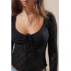 imageImily Bela Womens Long Sleeve Scoop Neck Tops Going Out Crop Tops Sexy Slim Fit Blouses Lace ShirtsBlack