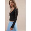 imageImily Bela Womens Long Sleeve Scoop Neck Tops Going Out Crop Tops Sexy Slim Fit Blouses Lace ShirtsBlack