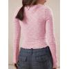 imageImily Bela Womens Long Sleeve Scoop Neck Tops Going Out Crop Tops Sexy Slim Fit Blouses Lace ShirtsPink