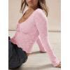 imageImily Bela Womens Long Sleeve Scoop Neck Tops Going Out Crop Tops Sexy Slim Fit Blouses Lace ShirtsPink