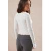 imageImily Bela Womens Long Sleeve Scoop Neck Tops Going Out Crop Tops Sexy Slim Fit Blouses Lace ShirtsWhite