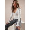 imageImily Bela Womens Long Sleeve Scoop Neck Tops Going Out Crop Tops Sexy Slim Fit Blouses Lace ShirtsWhitewith Lining