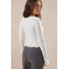 imageImily Bela Womens Long Sleeve Scoop Neck Tops Going Out Crop Tops Sexy Slim Fit Blouses Lace ShirtsWhitewith Lining
