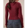 imageImily Bela Womens Long Sleeve Scoop Neck Tops Going Out Crop Tops Sexy Slim Fit Blouses Lace ShirtsWine Red