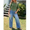 imageImily Bela Womens Ribbed Knit Crewneck Crop Tops Basic Slim Fit T Shirts Half Sleeve 2025 Summer Trendy Y2k TeeArmy Green