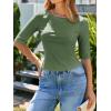 imageImily Bela Womens Ribbed Knit Crewneck Crop Tops Basic Slim Fit T Shirts Half Sleeve 2025 Summer Trendy Y2k TeeArmy Green