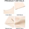 imageImily Bela Womens Ribbed Knit Crewneck Crop Tops Basic Slim Fit T Shirts Half Sleeve 2025 Summer Trendy Y2k TeeBeige