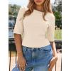 imageImily Bela Womens Ribbed Knit Crewneck Crop Tops Basic Slim Fit T Shirts Half Sleeve 2025 Summer Trendy Y2k TeeBeige