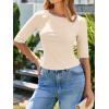 imageImily Bela Womens Ribbed Knit Crewneck Crop Tops Basic Slim Fit T Shirts Half Sleeve 2025 Summer Trendy Y2k TeeBeige
