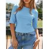 imageImily Bela Womens Ribbed Knit Crewneck Crop Tops Basic Slim Fit T Shirts Half Sleeve 2025 Summer Trendy Y2k TeeBlue
