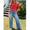 imageImily Bela Womens Ribbed Knit Crewneck Crop Tops Basic Slim Fit T Shirts Half Sleeve 2025 Summer Trendy Y2k TeeBurgundy