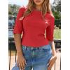 imageImily Bela Womens Ribbed Knit Crewneck Crop Tops Basic Slim Fit T Shirts Half Sleeve 2025 Summer Trendy Y2k TeeBurgundy