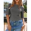 imageImily Bela Womens Ribbed Knit Crewneck Crop Tops Basic Slim Fit T Shirts Half Sleeve 2025 Summer Trendy Y2k TeeDark Grey