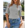 imageImily Bela Womens Ribbed Knit Crewneck Crop Tops Basic Slim Fit T Shirts Half Sleeve 2025 Summer Trendy Y2k TeeGrey