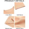 imageImily Bela Womens Ribbed Knit Crewneck Crop Tops Basic Slim Fit T Shirts Half Sleeve 2025 Summer Trendy Y2k TeeKhaki