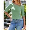 imageImily Bela Womens Ribbed Knit Crewneck Crop Tops Basic Slim Fit T Shirts Half Sleeve 2025 Summer Trendy Y2k TeeLight Green