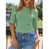 imageImily Bela Womens Ribbed Knit Crewneck Crop Tops Basic Slim Fit T Shirts Half Sleeve 2025 Summer Trendy Y2k TeeLight Green