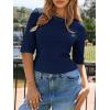 imageImily Bela Womens Ribbed Knit Crewneck Crop Tops Basic Slim Fit T Shirts Half Sleeve 2025 Summer Trendy Y2k TeeNavy