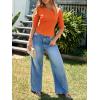 imageImily Bela Womens Ribbed Knit Crewneck Crop Tops Basic Slim Fit T Shirts Half Sleeve 2025 Summer Trendy Y2k TeeOrange