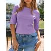 imageImily Bela Womens Ribbed Knit Crewneck Crop Tops Basic Slim Fit T Shirts Half Sleeve 2025 Summer Trendy Y2k TeeViolet