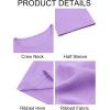 imageImily Bela Womens Ribbed Knit Crewneck Crop Tops Basic Slim Fit T Shirts Half Sleeve 2025 Summer Trendy Y2k TeeViolet