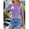 imageImily Bela Womens Ribbed Knit Crewneck Crop Tops Basic Slim Fit T Shirts Half Sleeve 2025 Summer Trendy Y2k TeeViolet