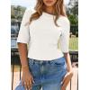 imageImily Bela Womens Ribbed Knit Crewneck Crop Tops Basic Slim Fit T Shirts Half Sleeve 2025 Summer Trendy Y2k TeeWhite