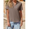 imageImily Bela Womens Short Sleeve Polo Shirts V Neck Business Dressy Casual Tops Summer Collared Trendy TeesLight Coffee
