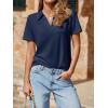imageImily Bela Womens Short Sleeve Polo Shirts V Neck Business Dressy Casual Tops Summer Collared Trendy TeesNavy