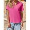 imageImily Bela Womens Short Sleeve Polo Shirts V Neck Business Dressy Casual Tops Summer Collared Trendy TeesRose Red