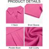 imageImily Bela Womens Short Sleeve Polo Shirts V Neck Business Dressy Casual Tops Summer Collared Trendy TeesRose Red
