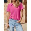 imageImily Bela Womens Short Sleeve Polo Shirts V Neck Business Dressy Casual Tops Summer Collared Trendy TeesRose Red