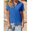 imageImily Bela Womens Short Sleeve Polo Shirts V Neck Business Dressy Casual Tops Summer Collared Trendy TeesRoyal