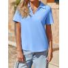 imageImily Bela Womens Short Sleeve Polo Shirts V Neck Business Dressy Casual Tops Summer Collared Trendy TeesSky Blue