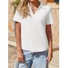 imageImily Bela Womens Short Sleeve Polo Shirts V Neck Business Dressy Casual Tops Summer Collared Trendy TeesWhite