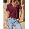 imageImily Bela Womens Short Sleeve Polo Shirts V Neck Business Dressy Casual Tops Summer Collared Trendy TeesWine Red