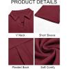 imageImily Bela Womens Short Sleeve Polo Shirts V Neck Business Dressy Casual Tops Summer Collared Trendy TeesWine Red