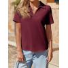 imageImily Bela Womens Short Sleeve Polo Shirts V Neck Business Dressy Casual Tops Summer Collared Trendy TeesWine Red