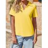 imageImily Bela Womens Short Sleeve Polo Shirts V Neck Business Dressy Casual Tops Summer Collared Trendy TeesYellow
