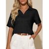 imageImily Bela Womens Short Sleeve Polo T Shirts V Neck Summer Casual Basic Tee TopsBlack