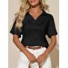 imageImily Bela Womens Short Sleeve Polo T Shirts V Neck Summer Casual Basic Tee TopsBlack