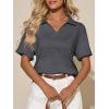 imageImily Bela Womens Short Sleeve Polo T Shirts V Neck Summer Casual Basic Tee TopsDark Grey
