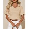 imageImily Bela Womens Short Sleeve Polo T Shirts V Neck Summer Casual Basic Tee TopsKhaki