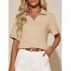 imageImily Bela Womens Short Sleeve Polo T Shirts V Neck Summer Casual Basic Tee TopsKhaki