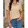 imageImily Bela Womens Short Sleeve Polo T Shirts V Neck Summer Casual Basic Tee TopsKhaki