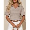imageImily Bela Womens Short Sleeve Polo T Shirts V Neck Summer Casual Basic Tee TopsLight Brown