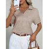 imageImily Bela Womens Short Sleeve Polo T Shirts V Neck Summer Casual Basic Tee TopsLight Brown