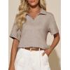 imageImily Bela Womens Short Sleeve Polo T Shirts V Neck Summer Casual Basic Tee TopsLight Brown