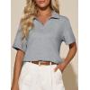 imageImily Bela Womens Short Sleeve Polo T Shirts V Neck Summer Casual Basic Tee TopsLight Grey