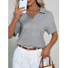 imageImily Bela Womens Short Sleeve Polo T Shirts V Neck Summer Casual Basic Tee TopsLight Grey
